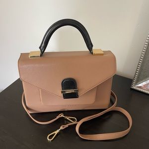 Ted Baker London Beige/Black Leather Crossbody Handbag